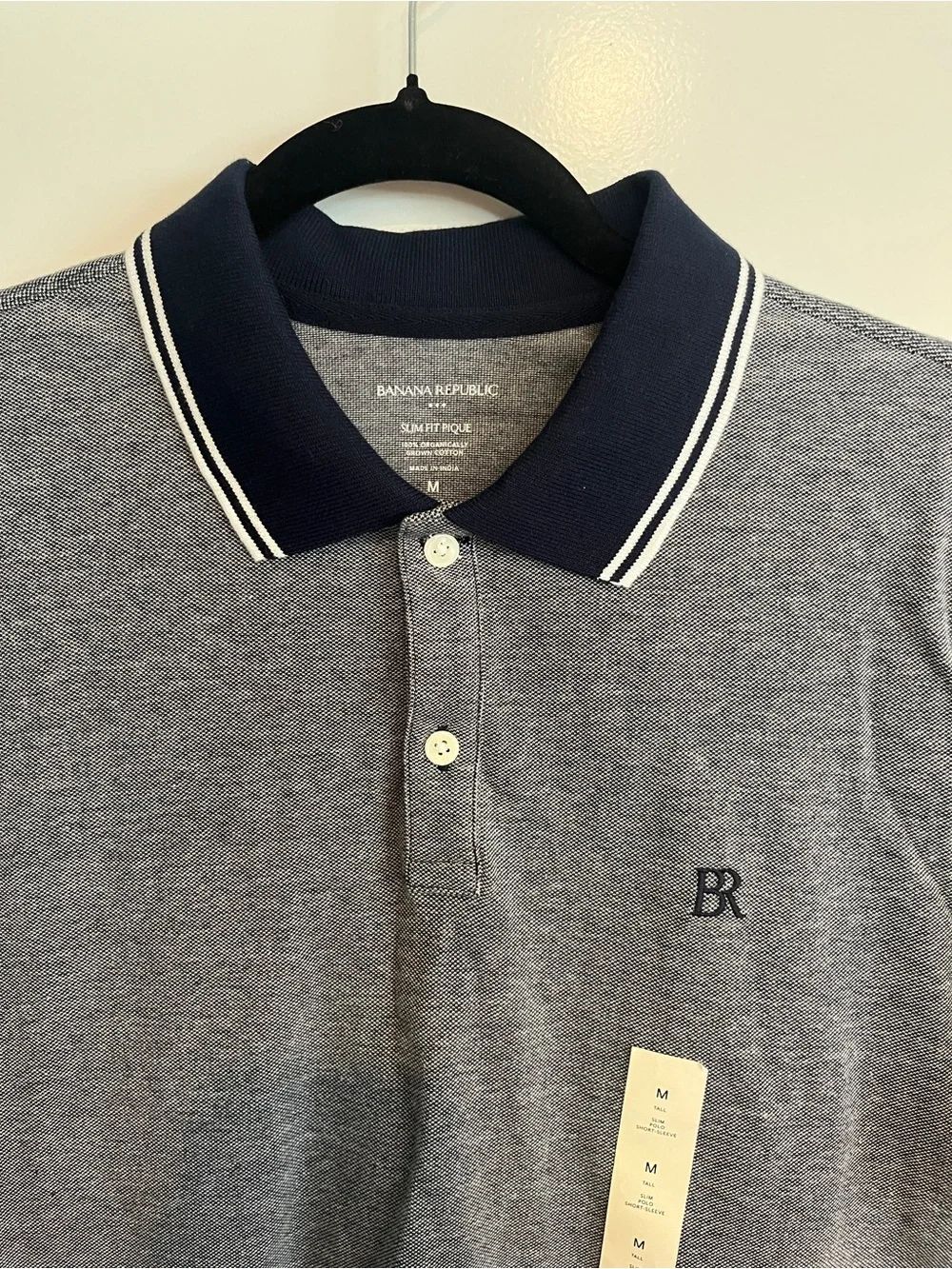 NWT Men’s Banana Republic Factory Slim-Fit Monogram Pique Polo Shirt Size M Tall